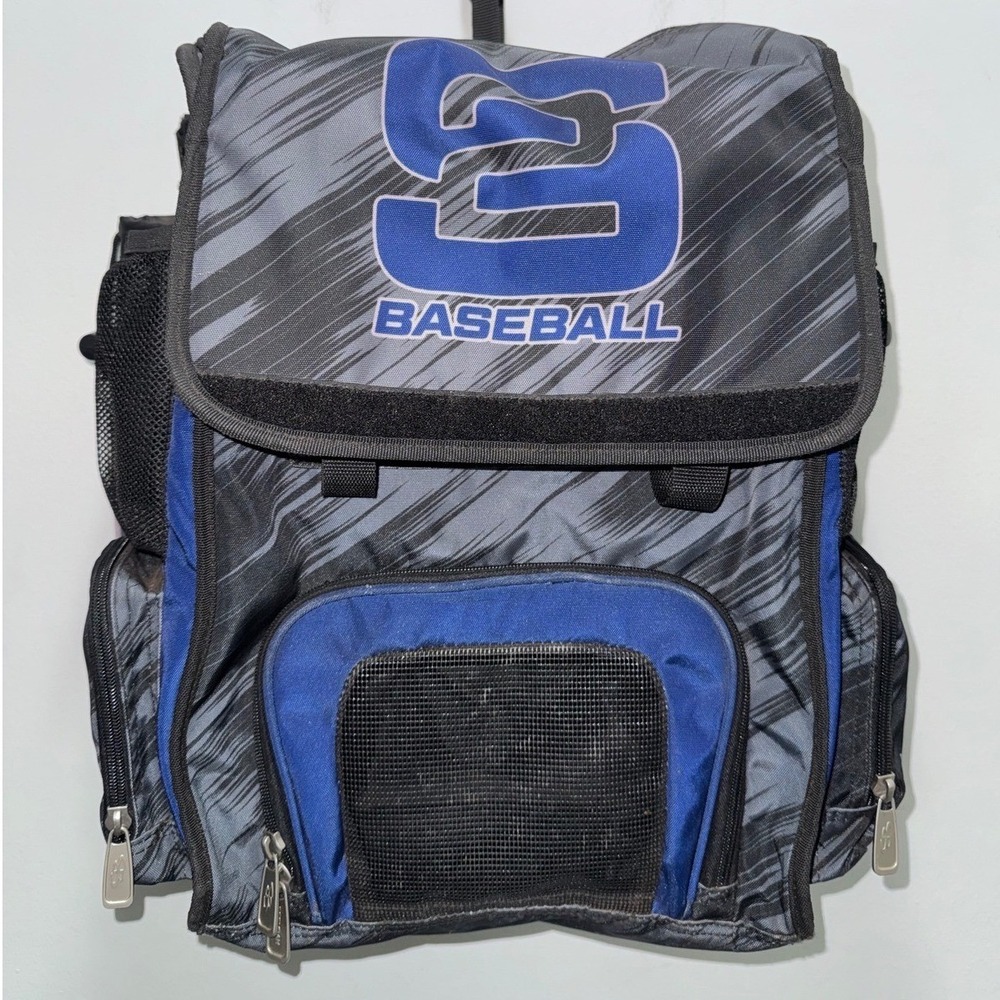 Boombah Baseball Bat Bag Backpack Grey Blue Graphic Personalized Bolen 11